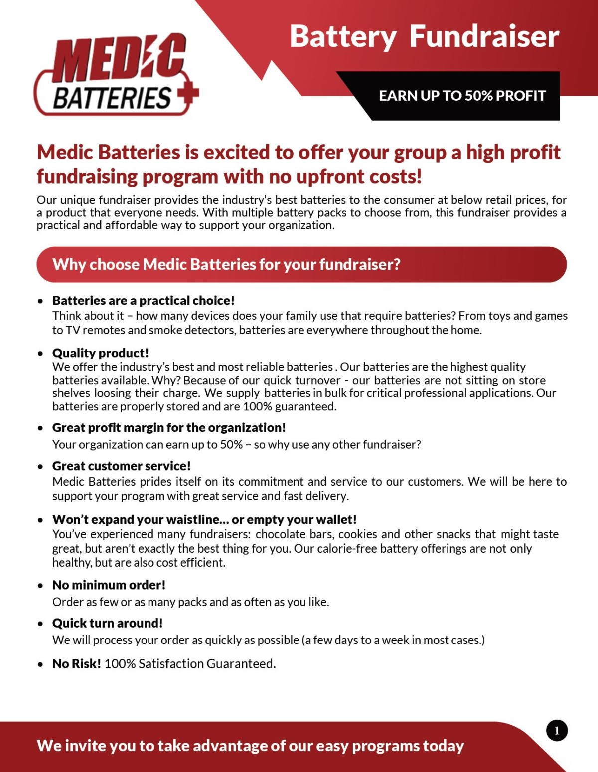 Medic Batteries Fundraiser Page 1